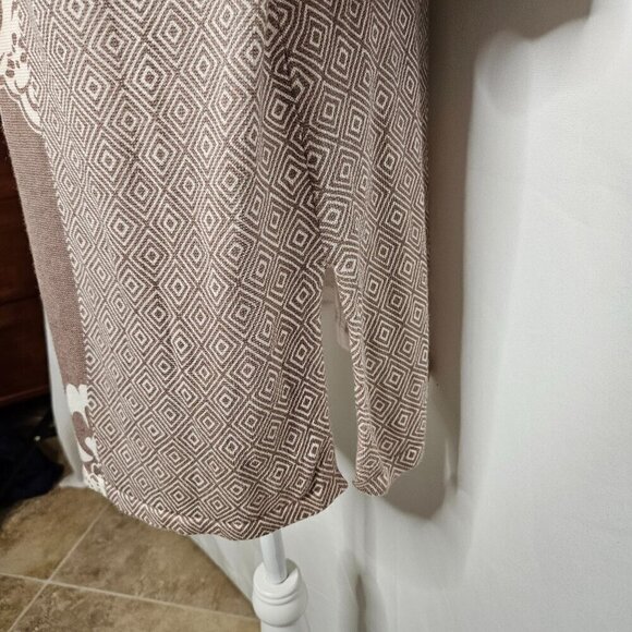 Chico's Tan 3/4 Tan Geometric Embellished Sweater Tunic Top Dress Size 2 Large - Picture 5 of 10